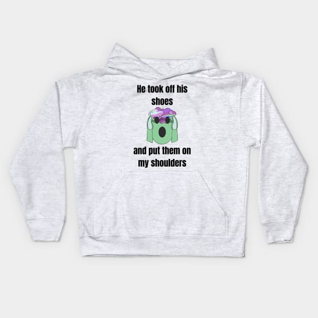 His Shoes - Funny Weird Meme Bad Translation Kids Hoodie by raspberry-tea